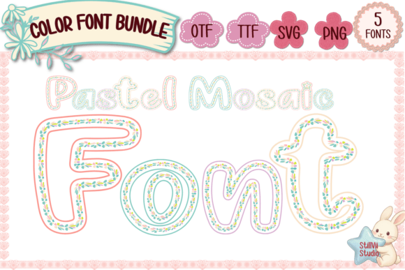 Pastel Mosaic Font Bundle: A Cozy, Hand-Stitched Design Asset